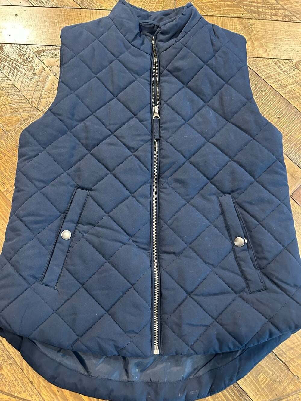 Laura Scott Navy Blue Quilted Puffer Vest
